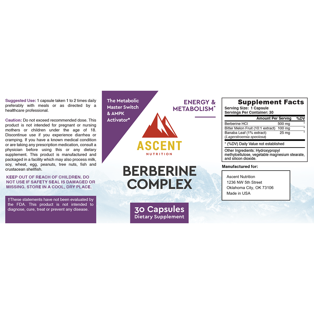 Berberine Complex, 30 Capsules, 500 mg each