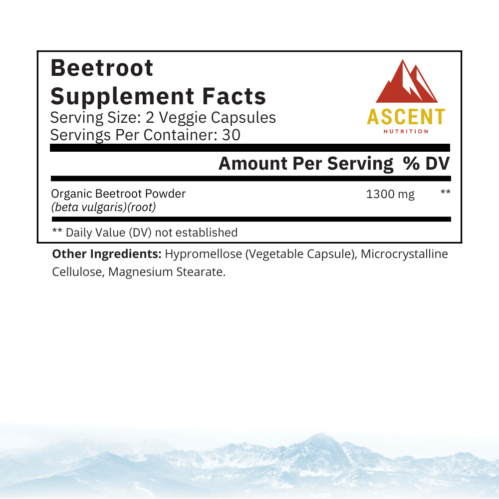 Organic Beetroot, 60 Capsules, 1300 mg – Ascent Nutrition
