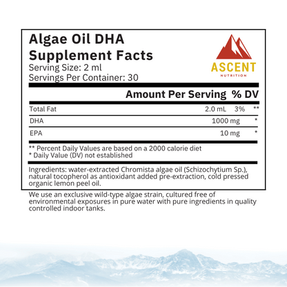 Algae Oil DHA Omega-3's - Vegan and Vegetarian, 1000 mg