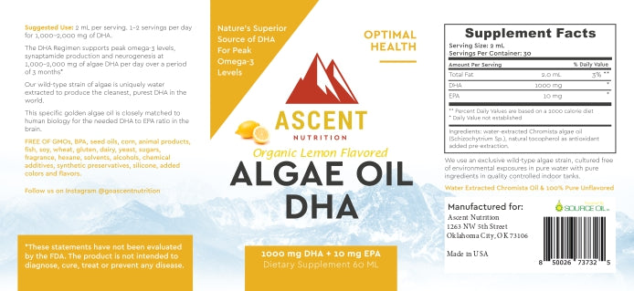 Algae Oil DHA Omega-3's - Vegan and Vegetarian, 1000 mg