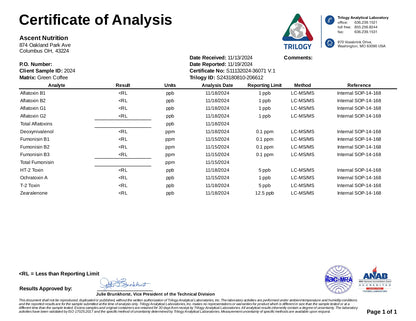 Ascent Organic Mycotoxin Tested Coffee, 12 oz Bag