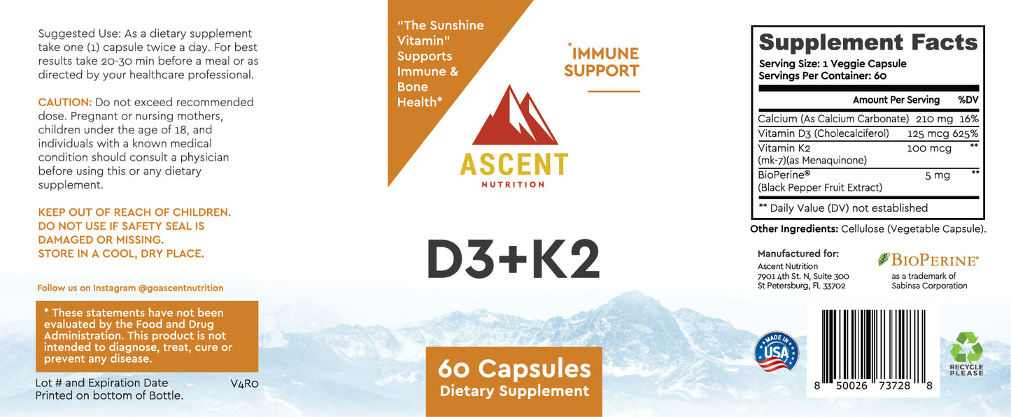 Ascent Nutrition Vitamin D3 K2
