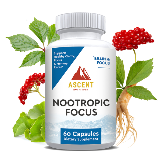 Nootropic Focus contains 7% Standardized Panax Ginseng extract. 24% Standardized Ginkgo Biloba extract.  Strong adaptogens to support memory, focus, and mood.