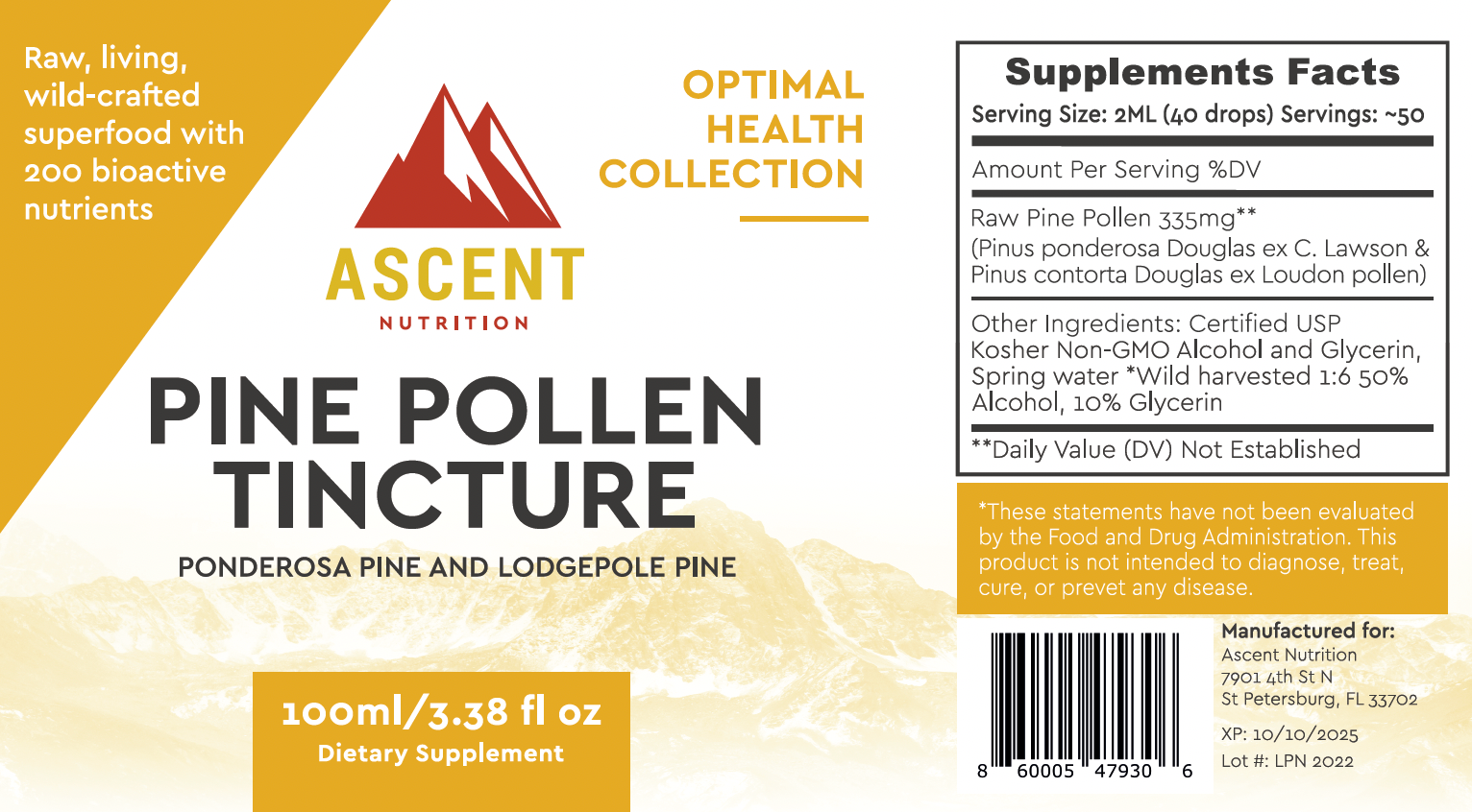Pine Pollen Multi-step Hydroalcohol Tincture